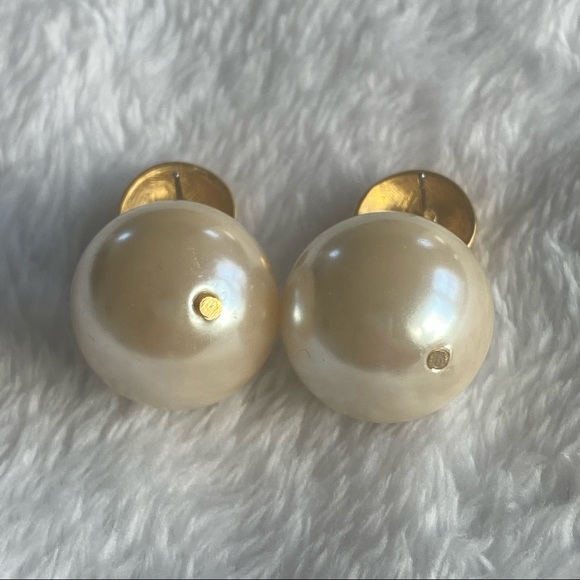 Authentic Givenchy Rare Vintage Earrings Gold 4G Logo Dangle Faux Pearl - Picture 6 of 11